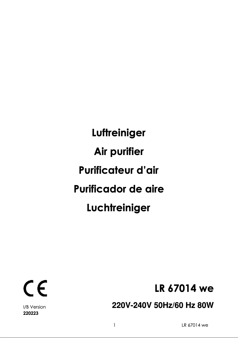 Image de la première page du manuel de l'appareil LR 67014 WE