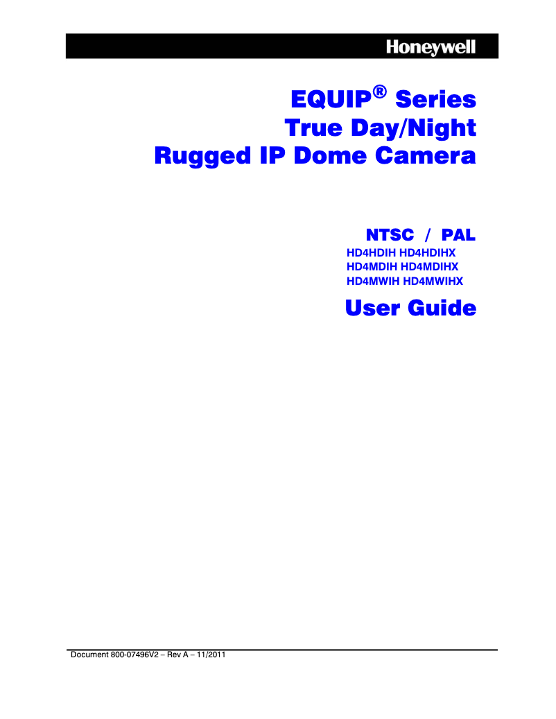 Page 1 de la notice Manuel utilisateur Honeywell Equip HD4HDIH