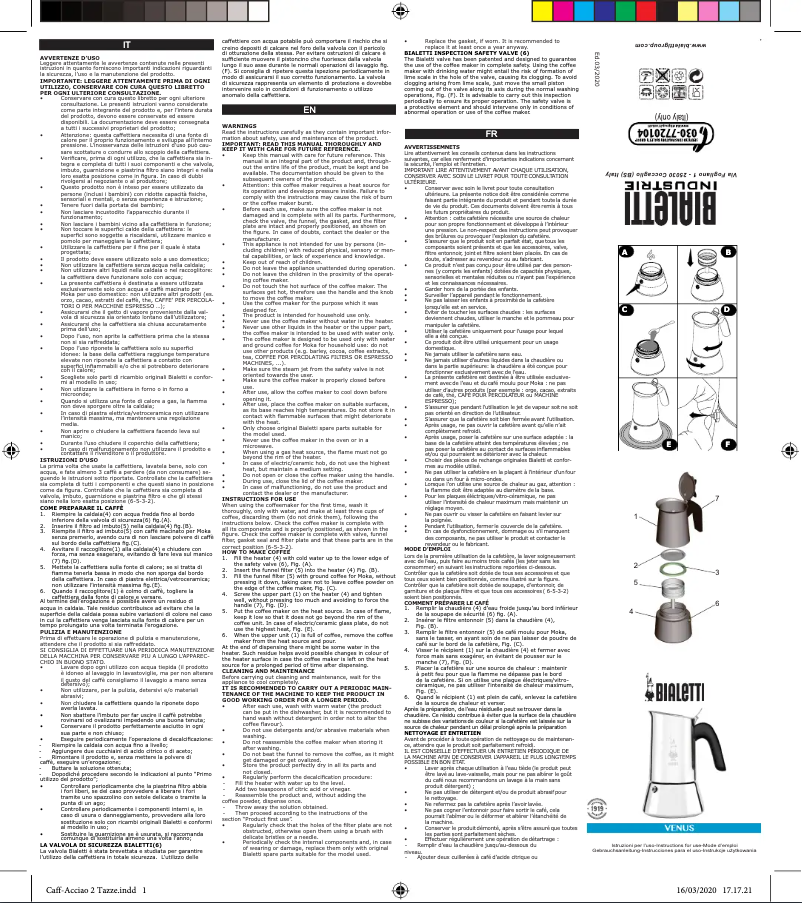 Image de la première page du manuel de l'appareil Venus