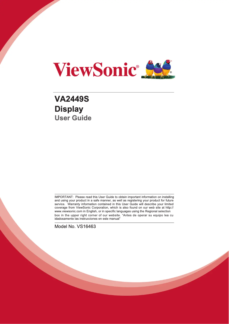 Page 1 de la notice Manuel utilisateur Viewsonic VA2449S