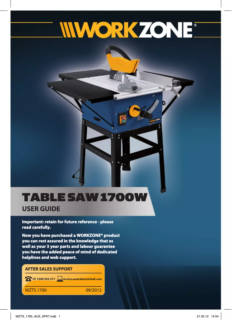 Image de la première page du manuel de l'appareil WZTS 1700