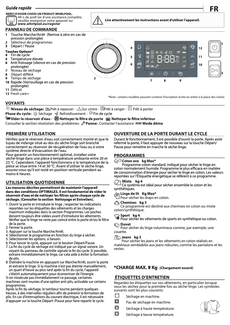 Page n°1 - Manuel utilisateur Whirlpool FT M22 9X2B FR