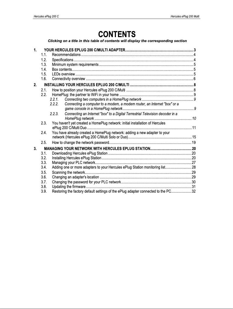 Image de la première page du manuel de l'appareil ePlug 200C