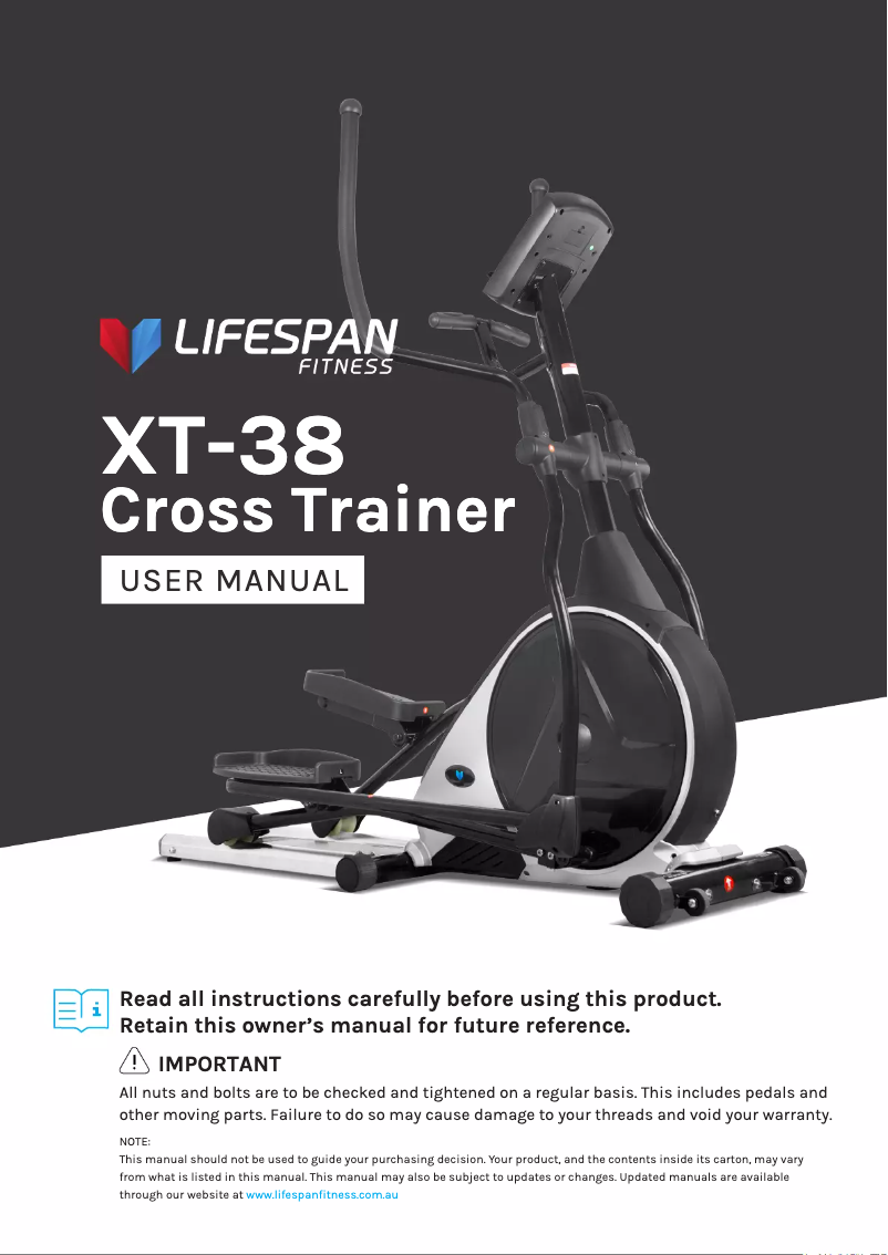 Page 1 de la notice Manuel utilisateur LifeSpan XT-38