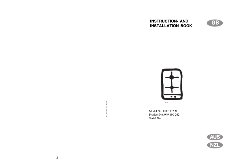 Page 1 de la notice Manuel utilisateur Electrolux EHT332X