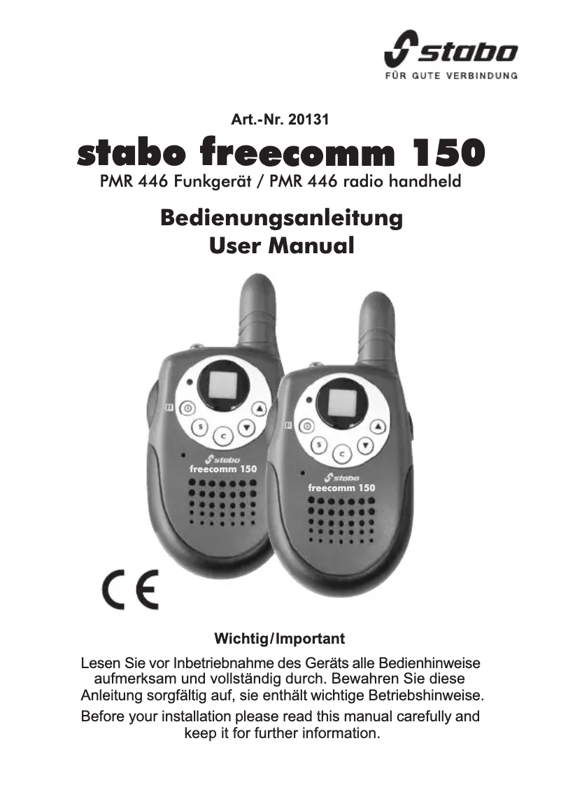 Página 1 del manual Manual de usuario Stabo Freecomm 150