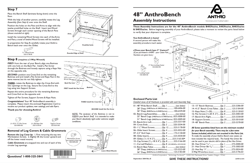 Page 1 de la notice Manuel utilisateur Anthro AnthroBench