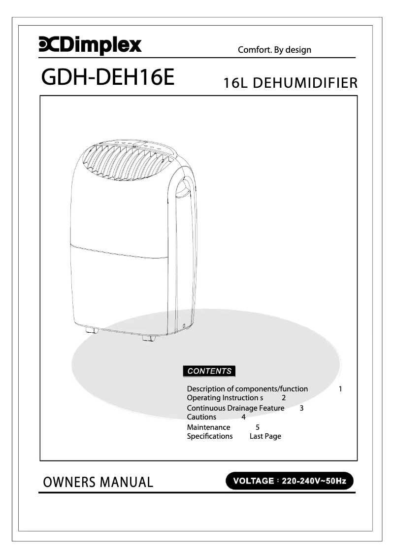 Página 1 del manual Manual de usuario Dimplex GDH-DEH16E