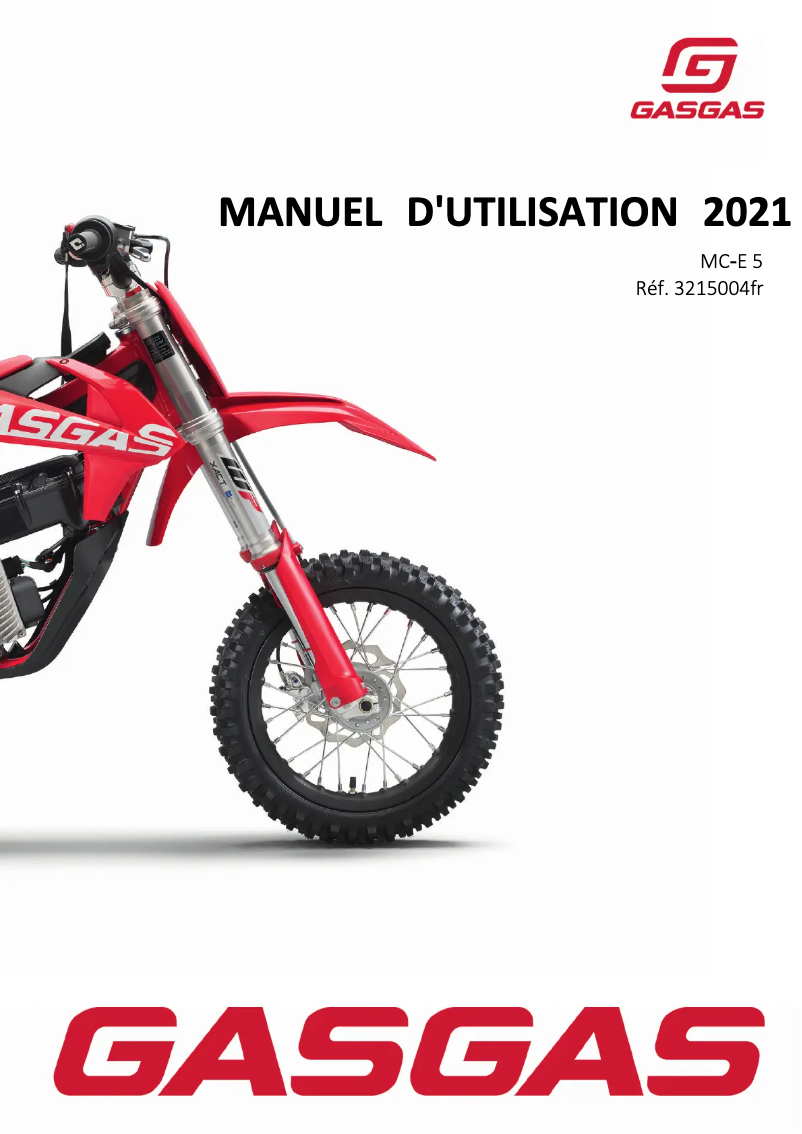 Page 1 de la notice Manuel utilisateur GasGas MC-E 5 (2021)
