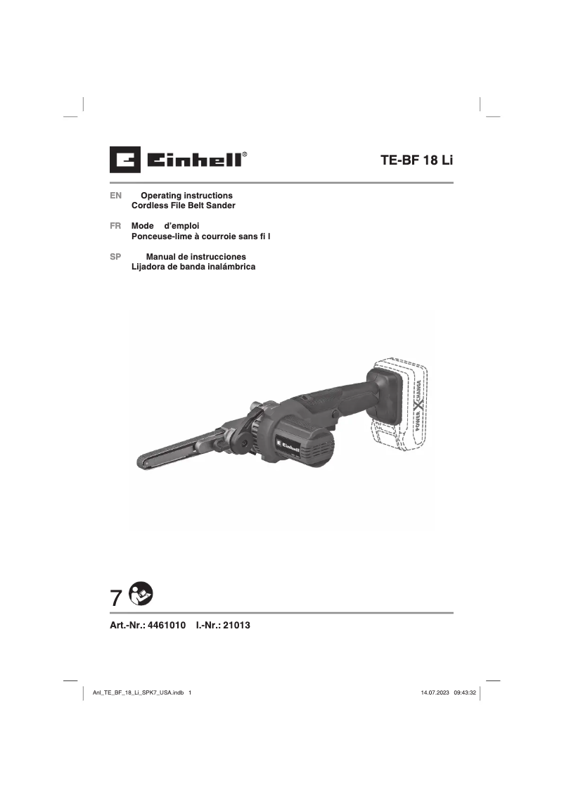 Image de la première page du manuel de l'appareil TE-BF 18 Li