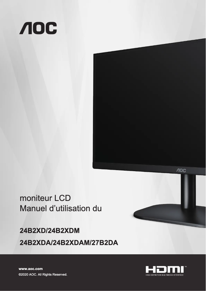 Page 1 de la notice Manuel utilisateur AOC 24B2XDM