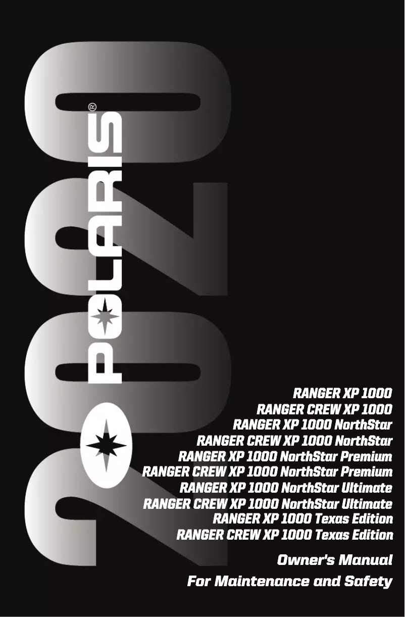 Page 1 de la notice Manuel utilisateur Polaris RANGER CREW XP 1000 NorthStar (2020)