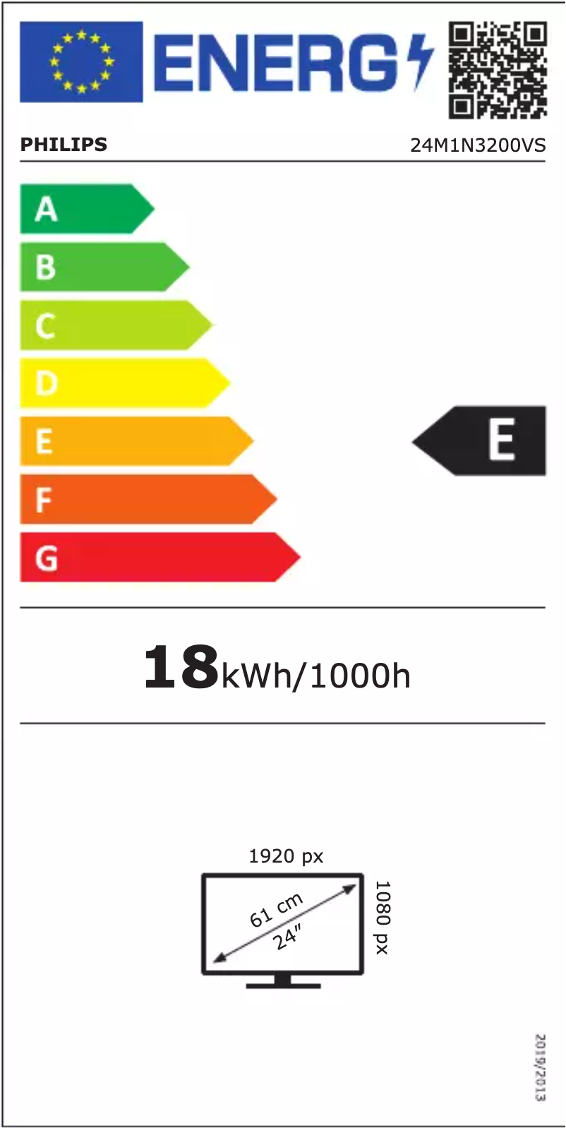 Page 1 de la notice Label énergétique Philips Momentum 24M1N3200VS