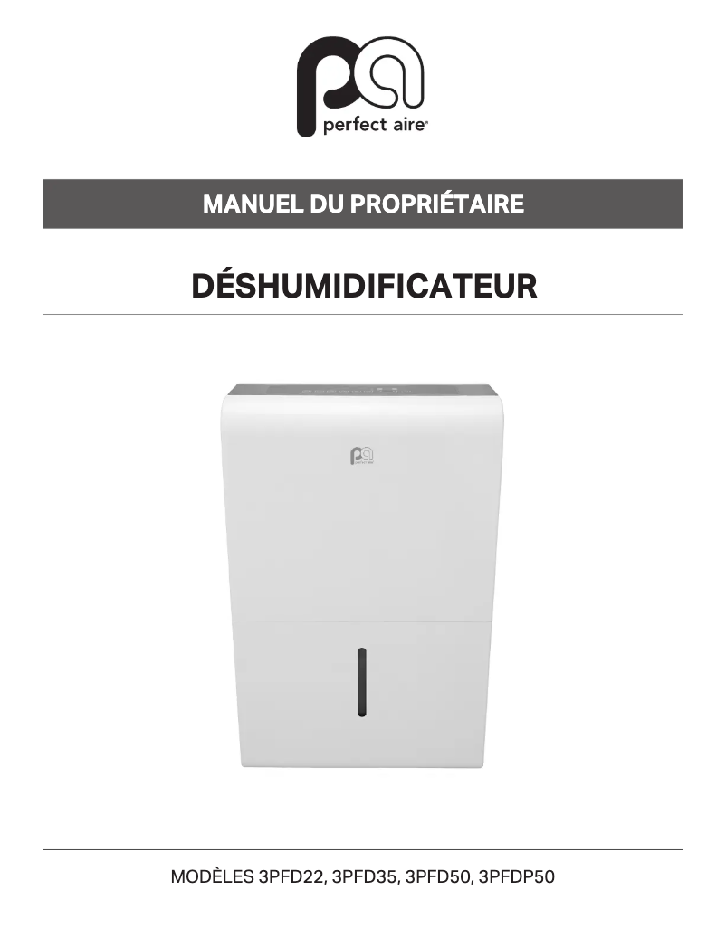 Page 1 de la notice Manuel utilisateur Perfect Aire 3PFD50