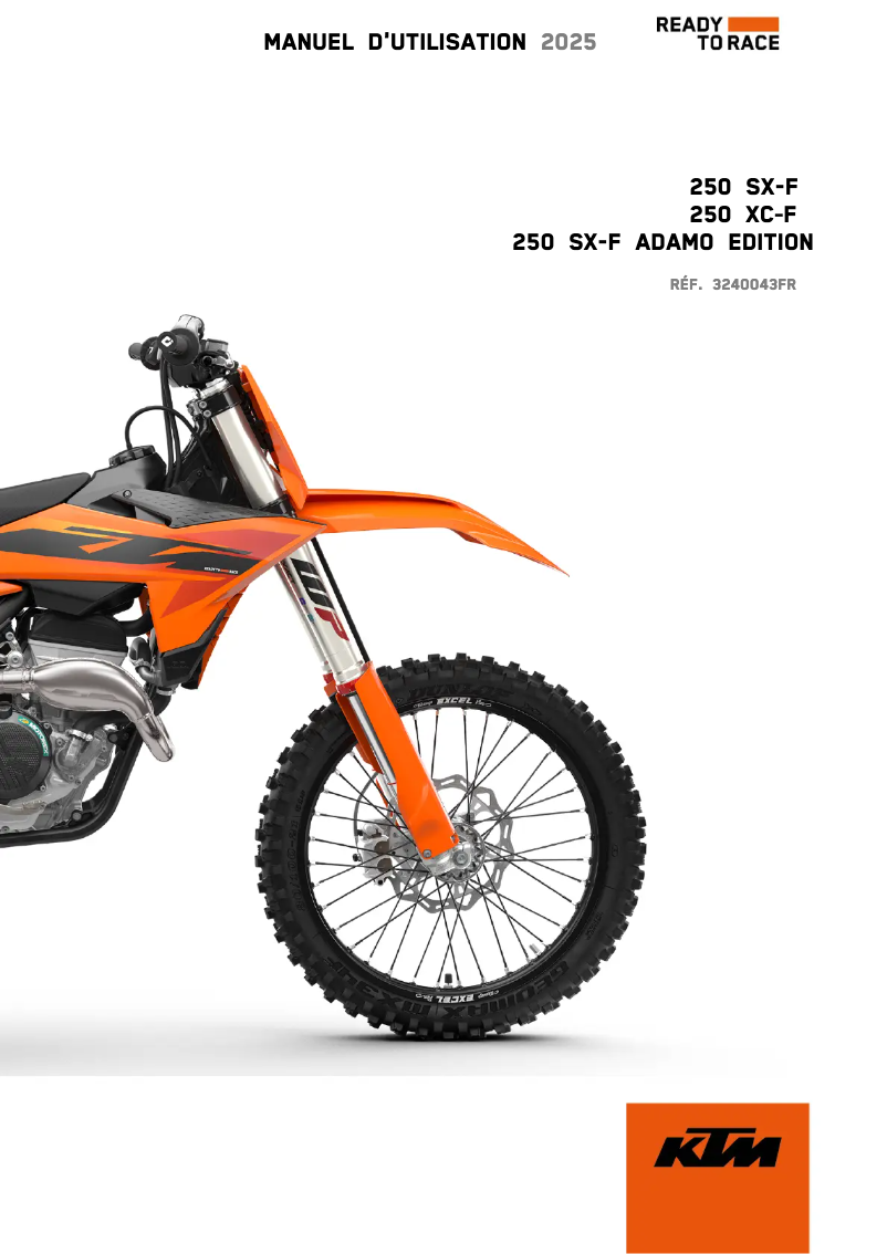 First page image of the manual for 250 SX-F Adamo Edition (2025)