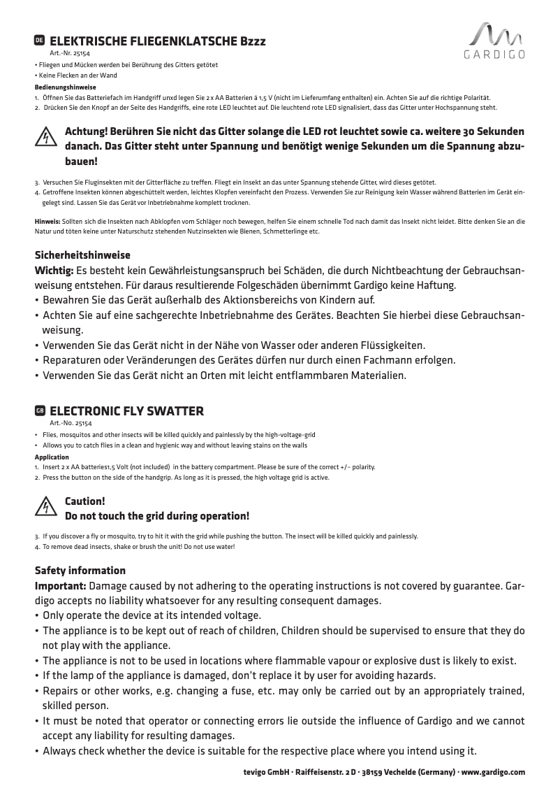 Image de la première page du manuel de l'appareil Bzzz