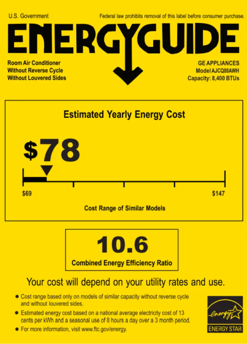 Page n°1 - Label énergétique GE AJCQ08AWH