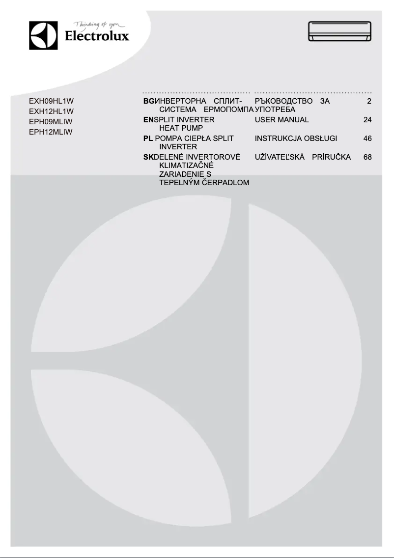 Page n°1 - Manuel utilisateur Electrolux EXH09ML1WI
