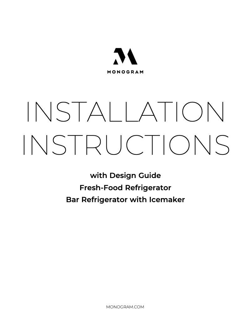 Page 1 de la notice Guide d'installation Monogram ZIBI240HII