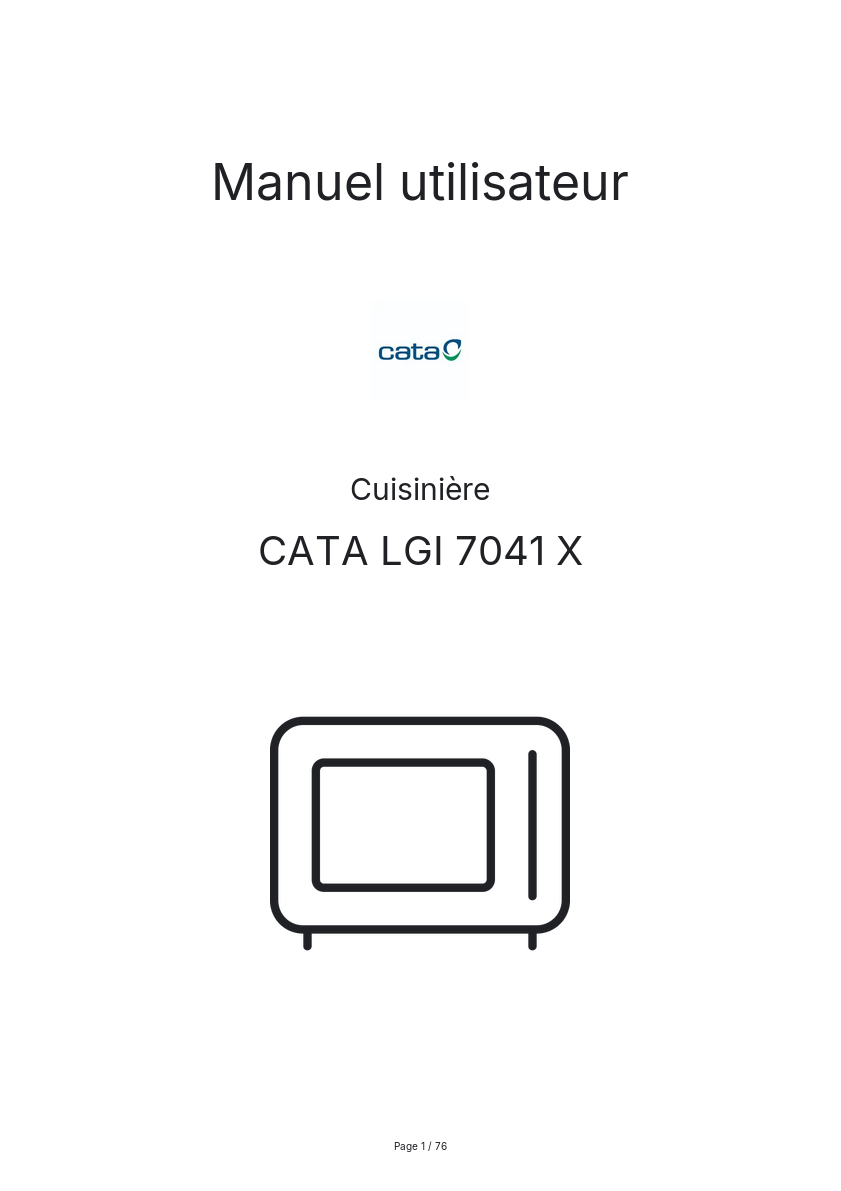 Page n°1 - Manuel utilisateur CATA LGI 7041 X