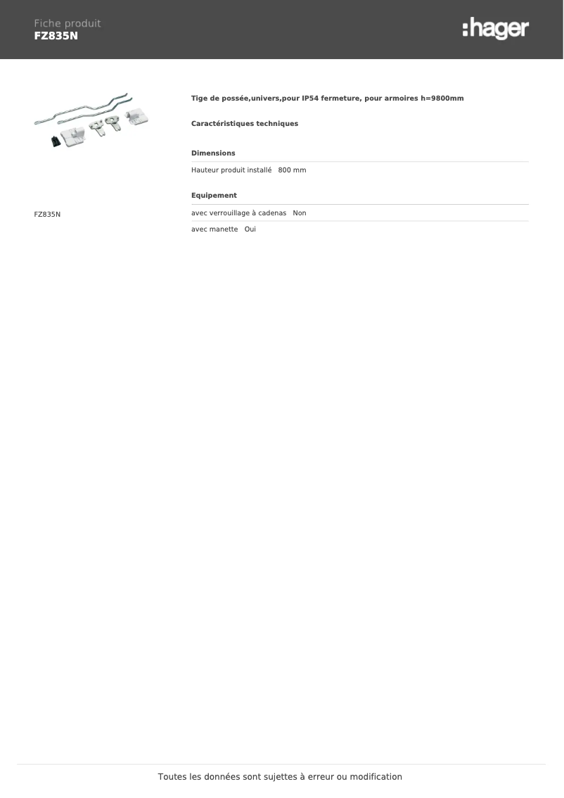 Página 1 del manual Manual de usuario Hager FZ835N