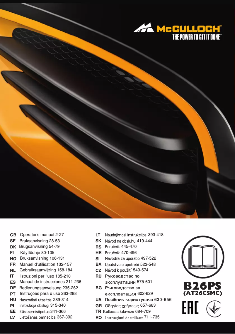 Page 1 de la notice Manuel utilisateur McCulloch B26PS