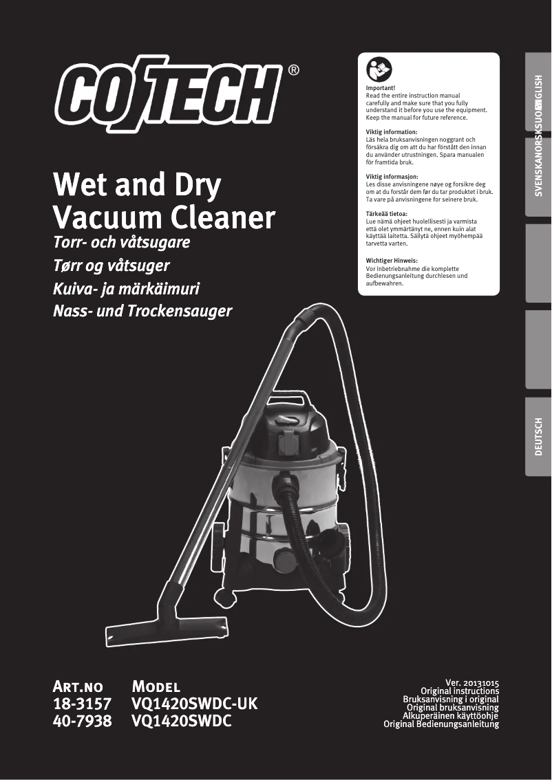 Image de la première page du manuel de l'appareil VQ1420SWDC