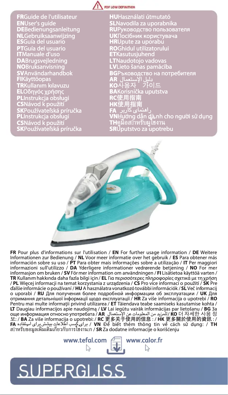 Página 1 del manual Manual de usuario Tefal Supergliss FV3830