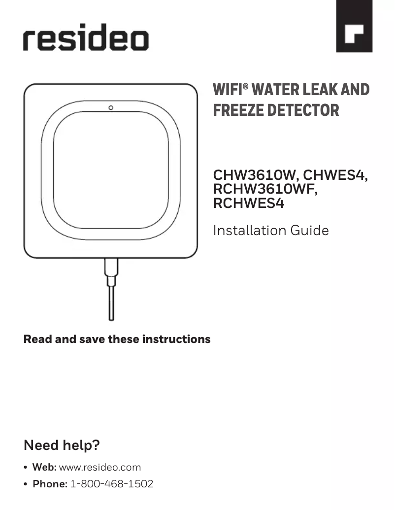 Page 1 de la notice Manuel utilisateur Honeywell RCHW3610WF1001