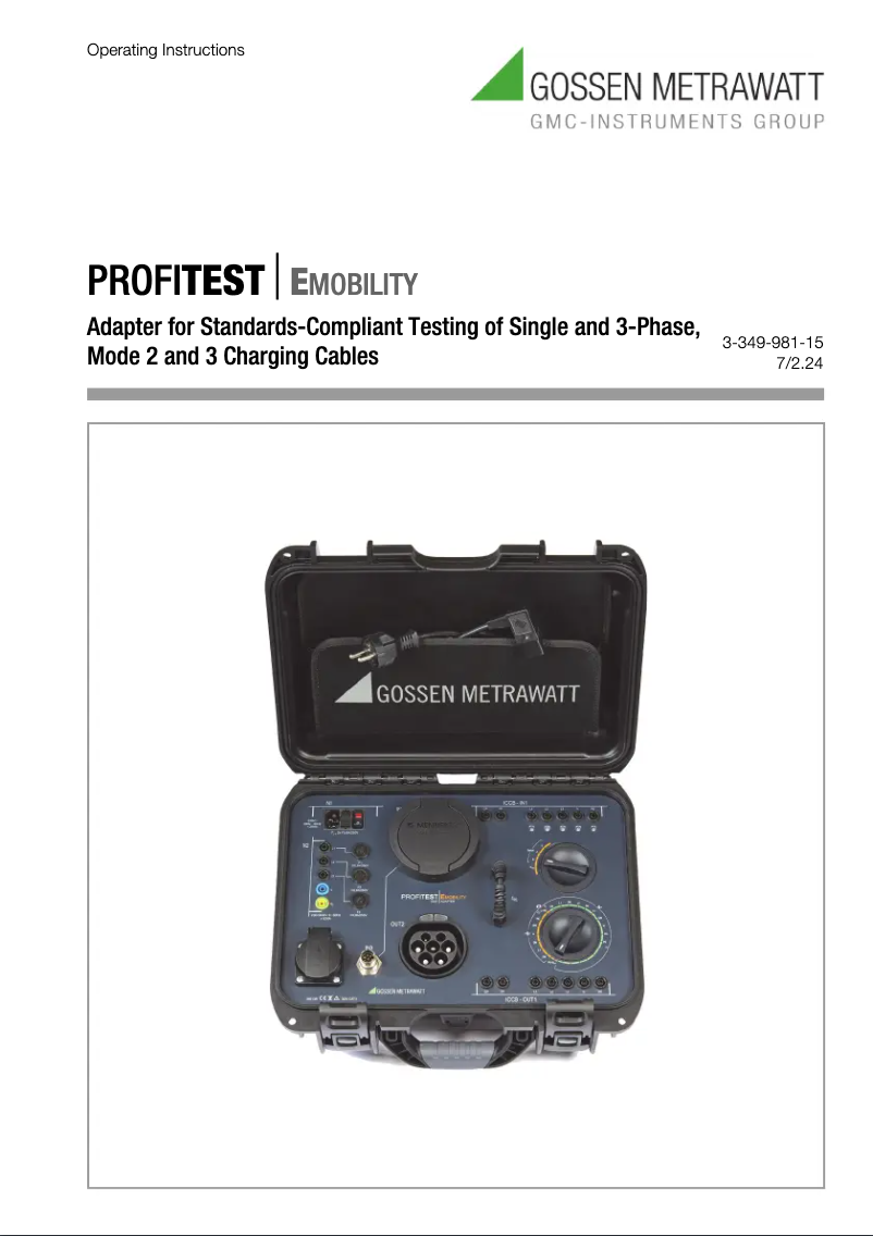 Page 1 de la notice Manuel utilisateur Gossen Metrawatt PROFITEST EMOBILITY