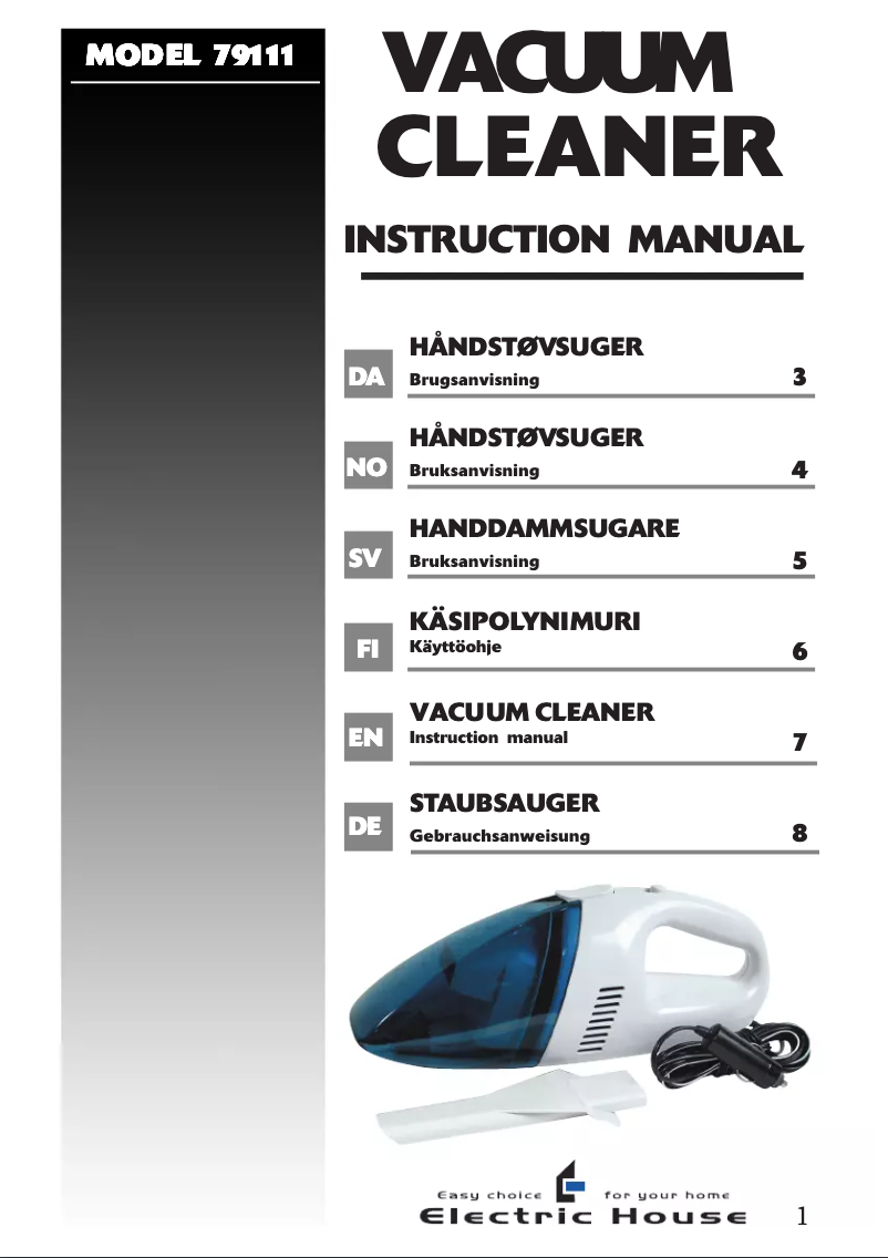 Page 1 de la notice Manuel utilisateur Electric House 79111