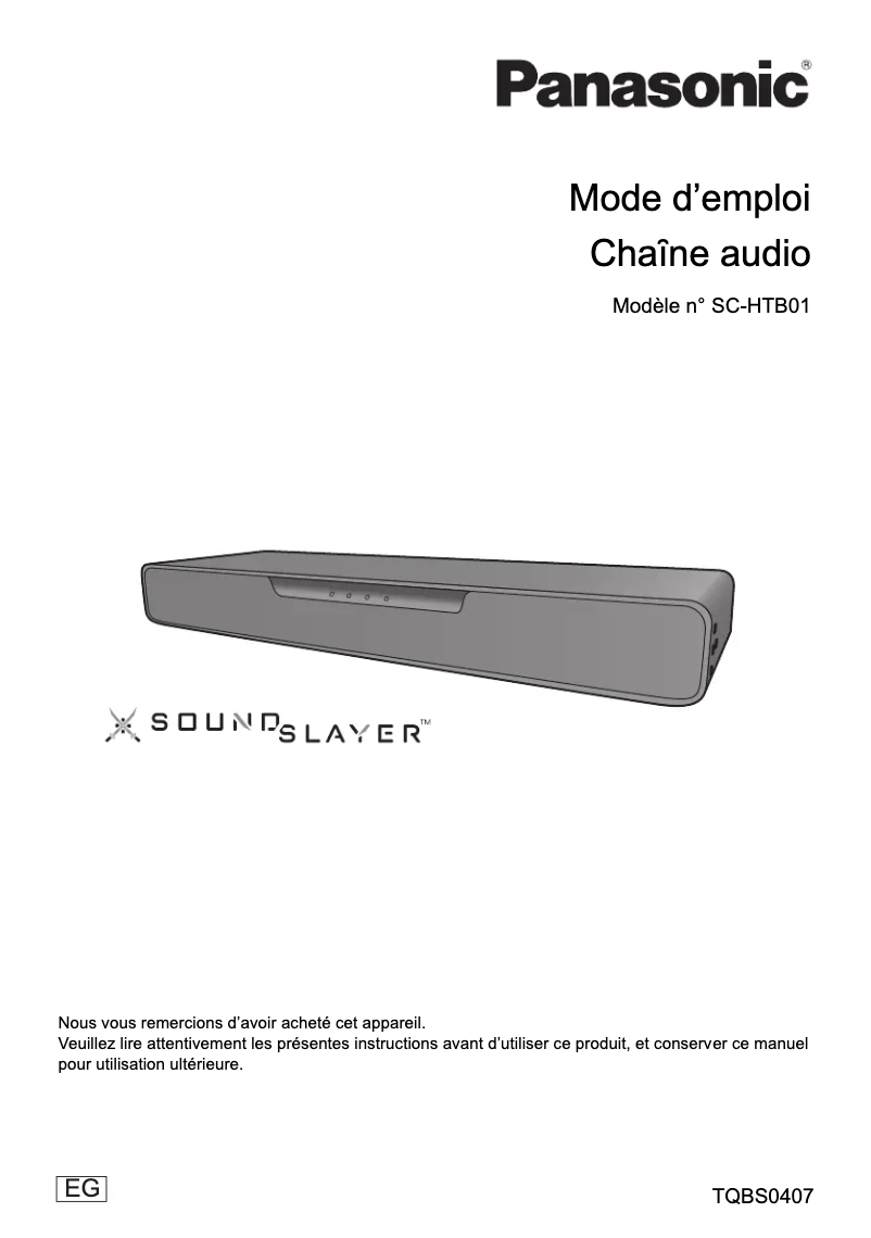 Image de la première page du manuel de l'appareil SC-HTB01