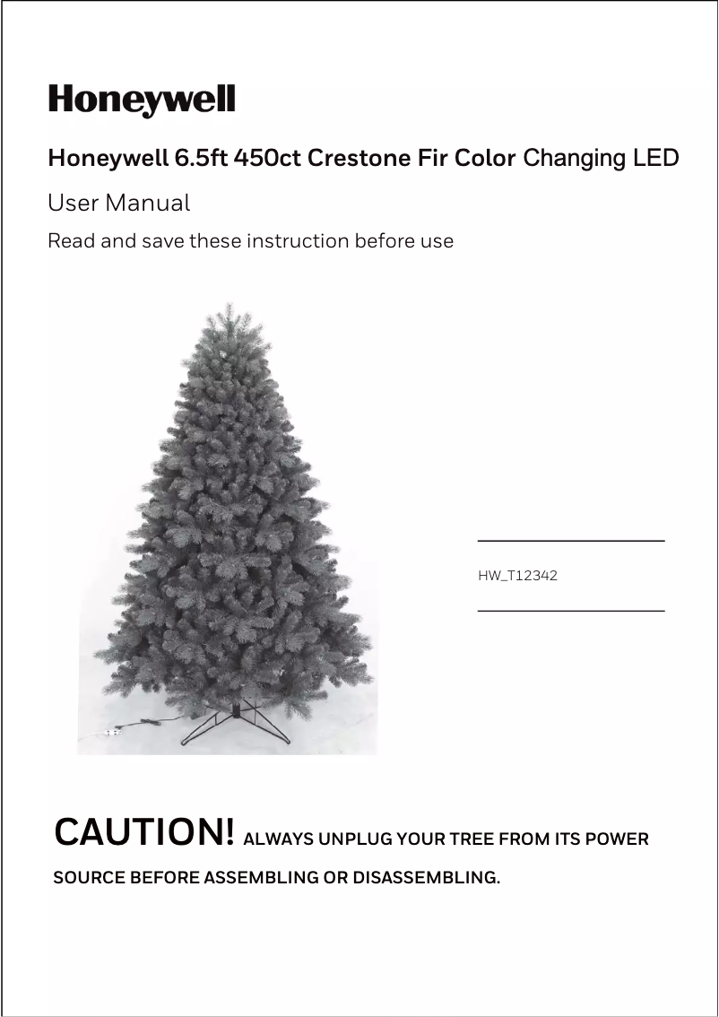 Page 1 de la notice Manuel utilisateur Honeywell HW-T12342