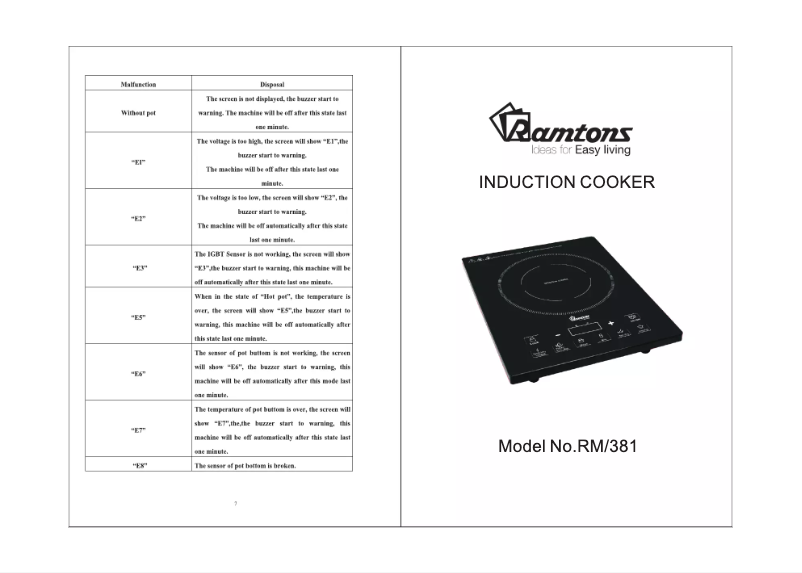Page n°1 - Manuel utilisateur Ramtons RM/381
