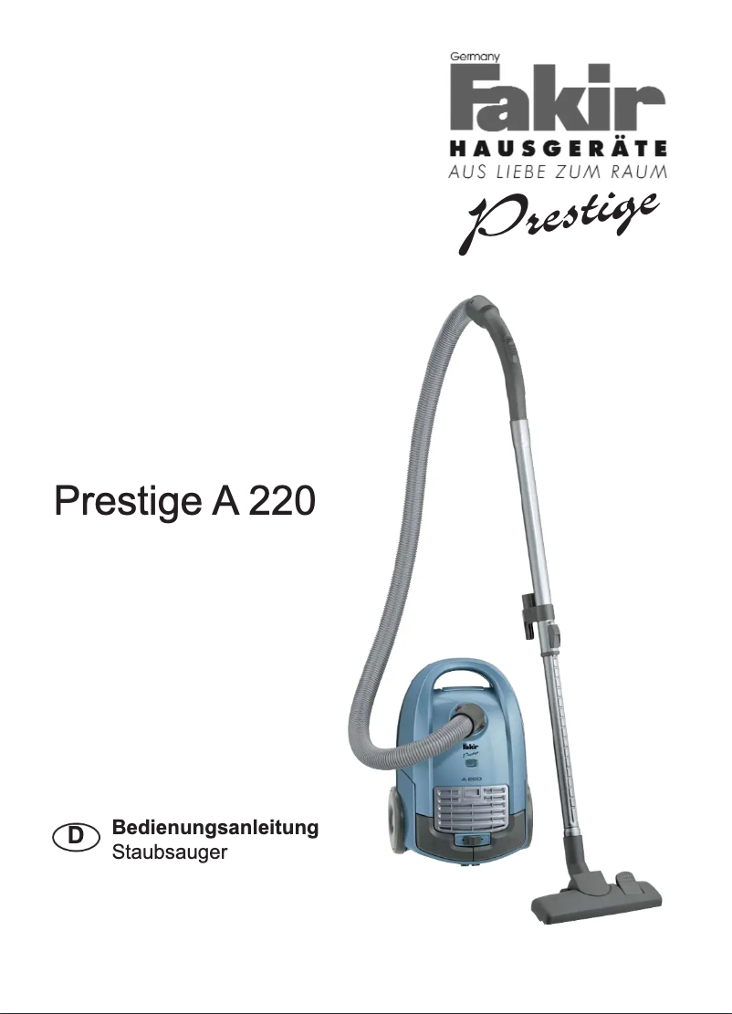 Image de la première page du manuel de l'appareil Prestige A220