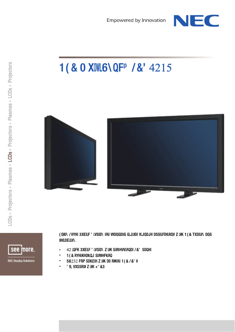 Imagen de la primera página del manual del dispositivo MultiSync LCD4215