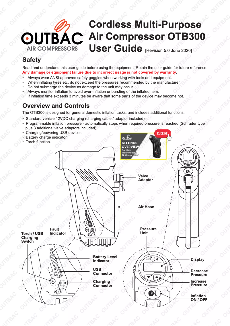 Page 1 de la notice Manuel utilisateur Outbac OTB300