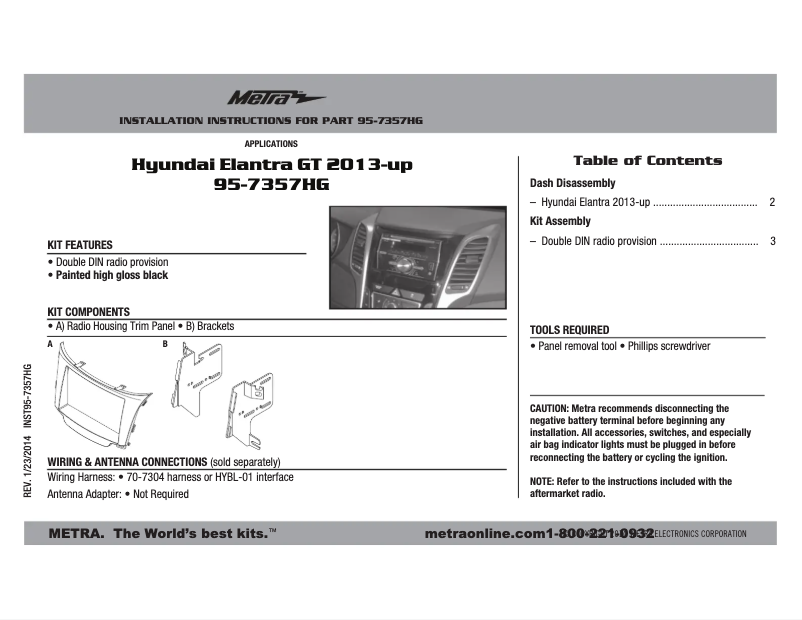 Page n°1 - Mode d'emploi Metra 95-7357HG