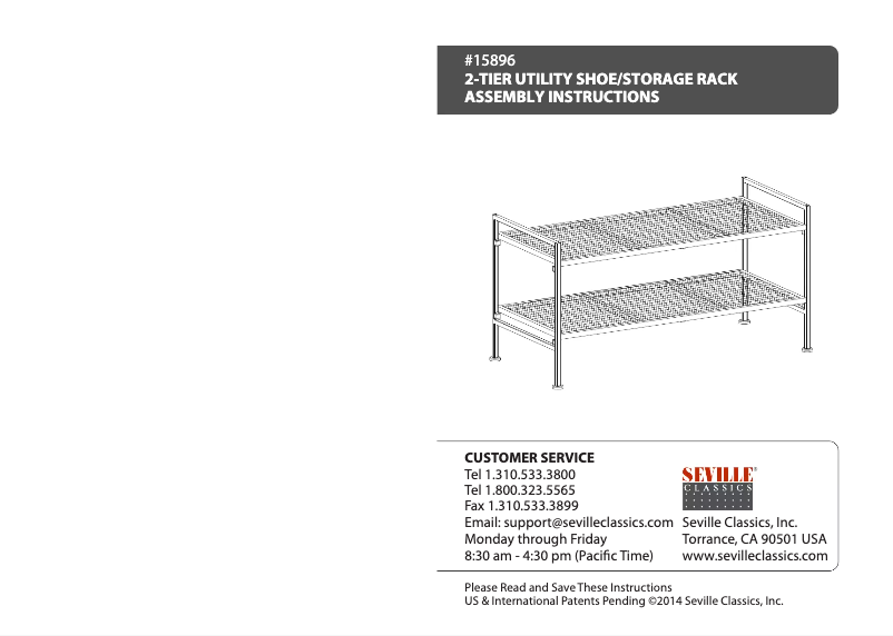 Page n°1 - Manuel utilisateur Seville Classics SHE15896