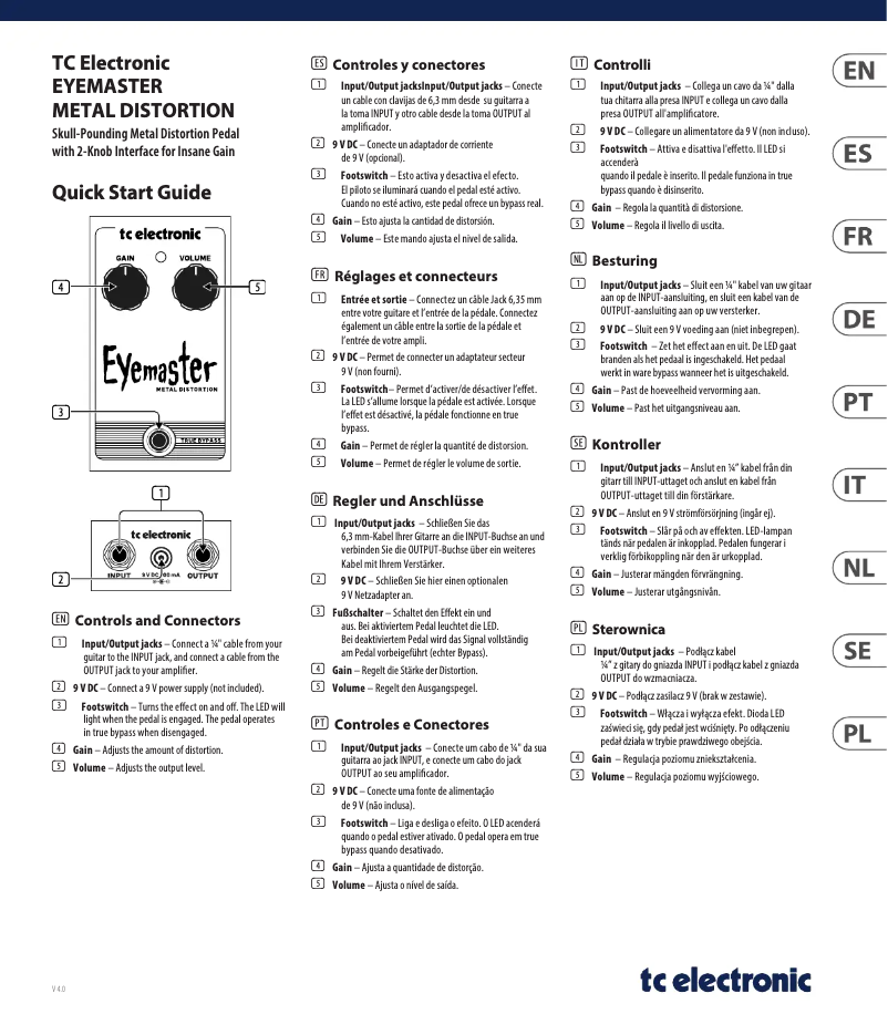 Page 1 de la notice Manuel utilisateur TC Electronic Eyemaster Metal Distortion