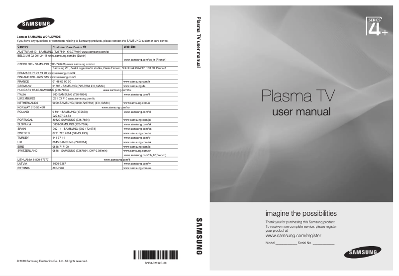 Image de la première page du manuel de l'appareil PS42C435A1W