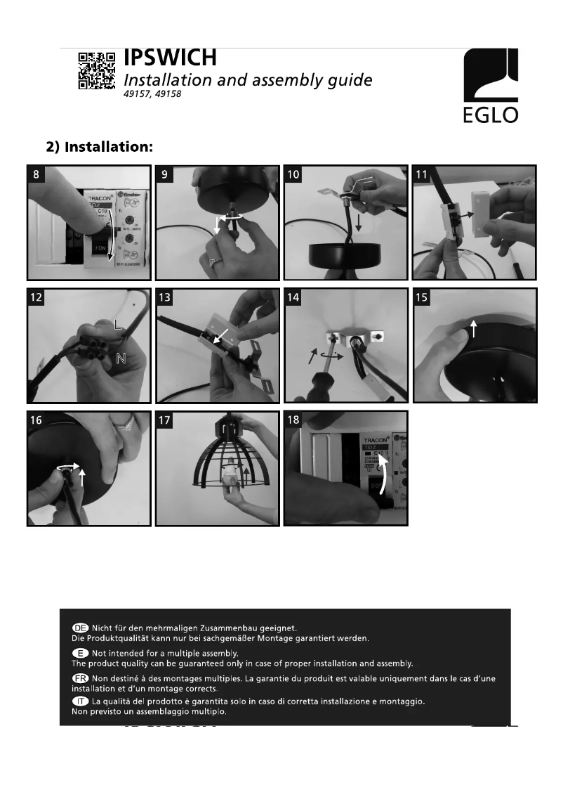 Page n°1 - Manuel utilisateur Eglo Ipswich