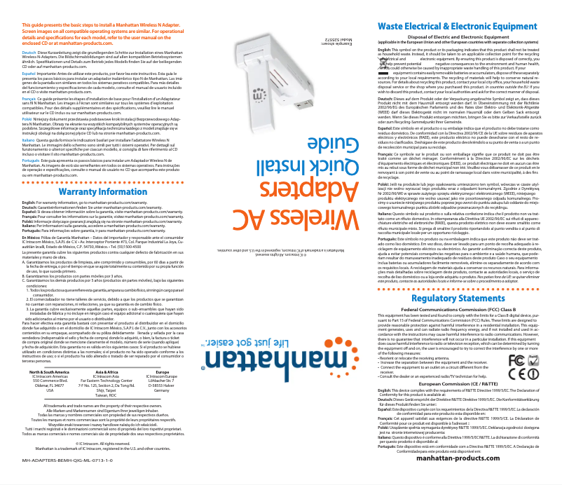 Page n°1 - Manuel utilisateur Manhattan Range+ 1200AC