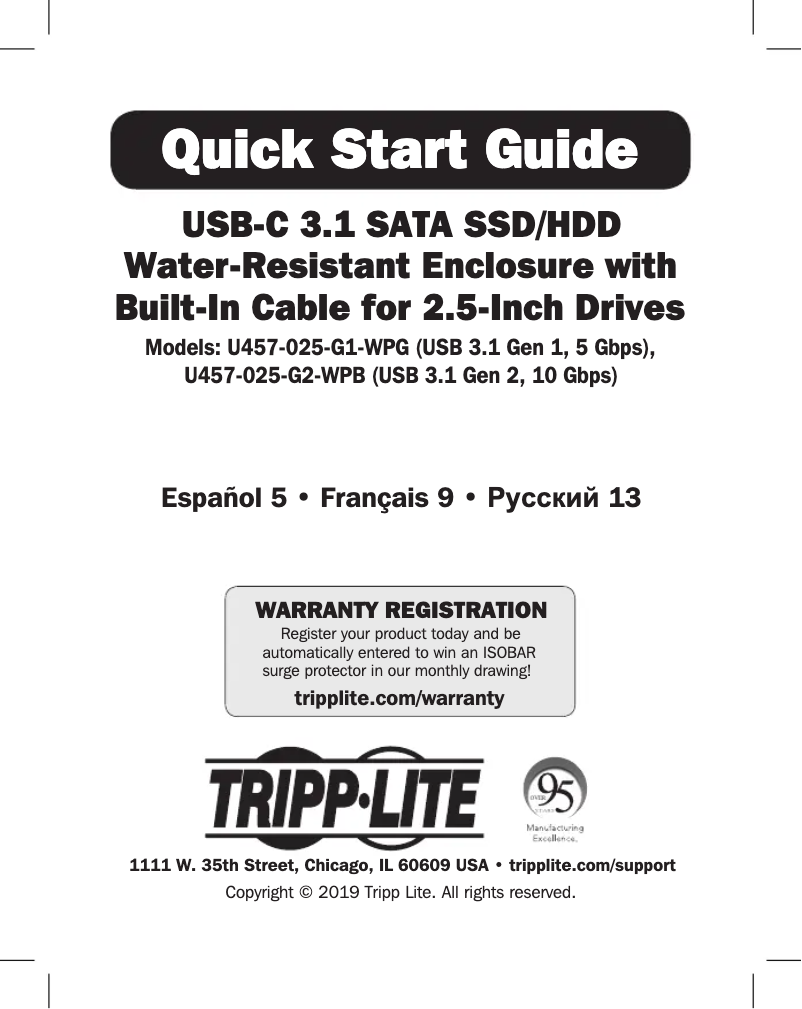 Page 1 de la notice Manuel utilisateur Tripp Lite U457-025-G1-WPG