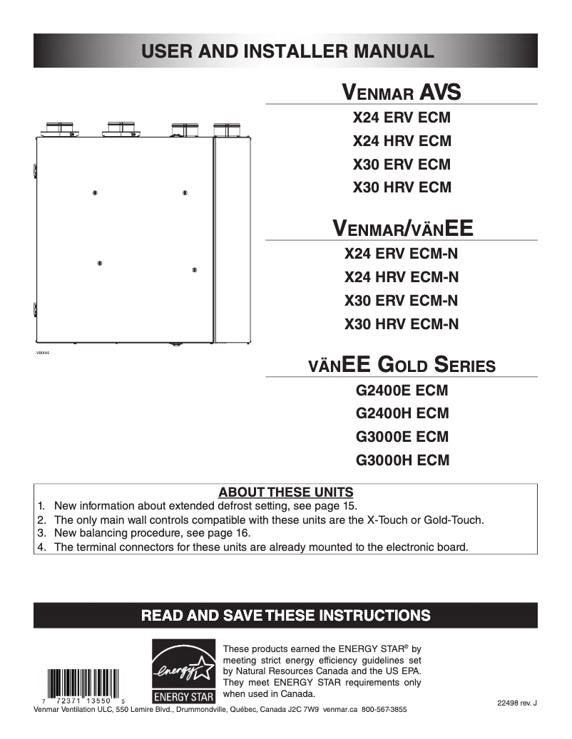 Page 1 de la notice Guide d'installation vänEE G2400EE