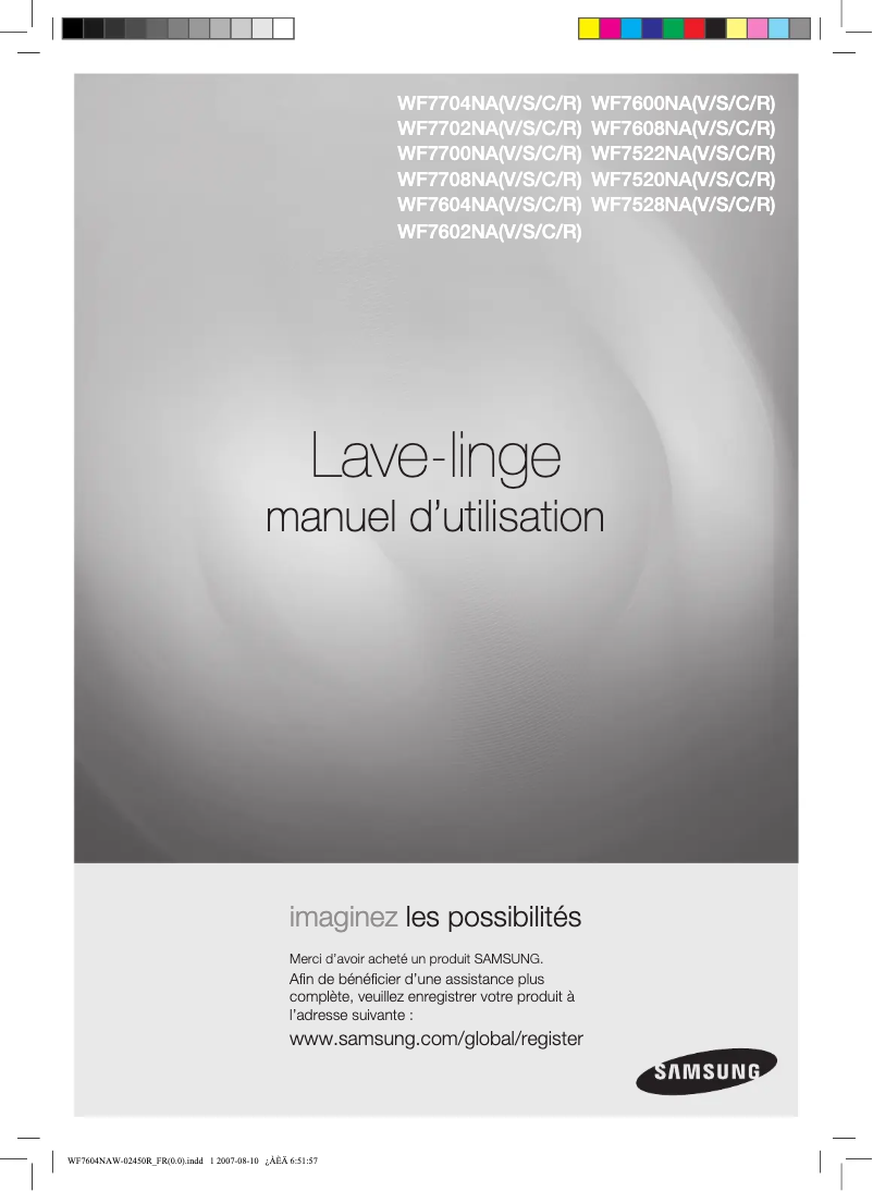 Page n°1 - Manuel utilisateur Samsung WF7700NA