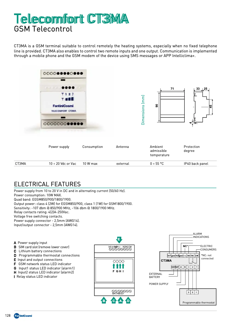 Page n°1 - Fiche technique Fantini Cosmi Telecomfort CT3MA