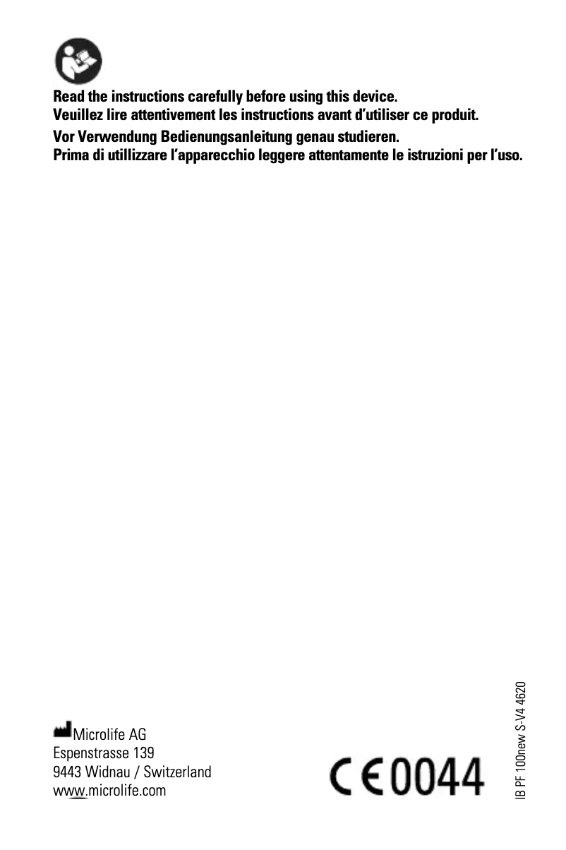 Page 1 de la notice Manuel utilisateur Microlife PF 100