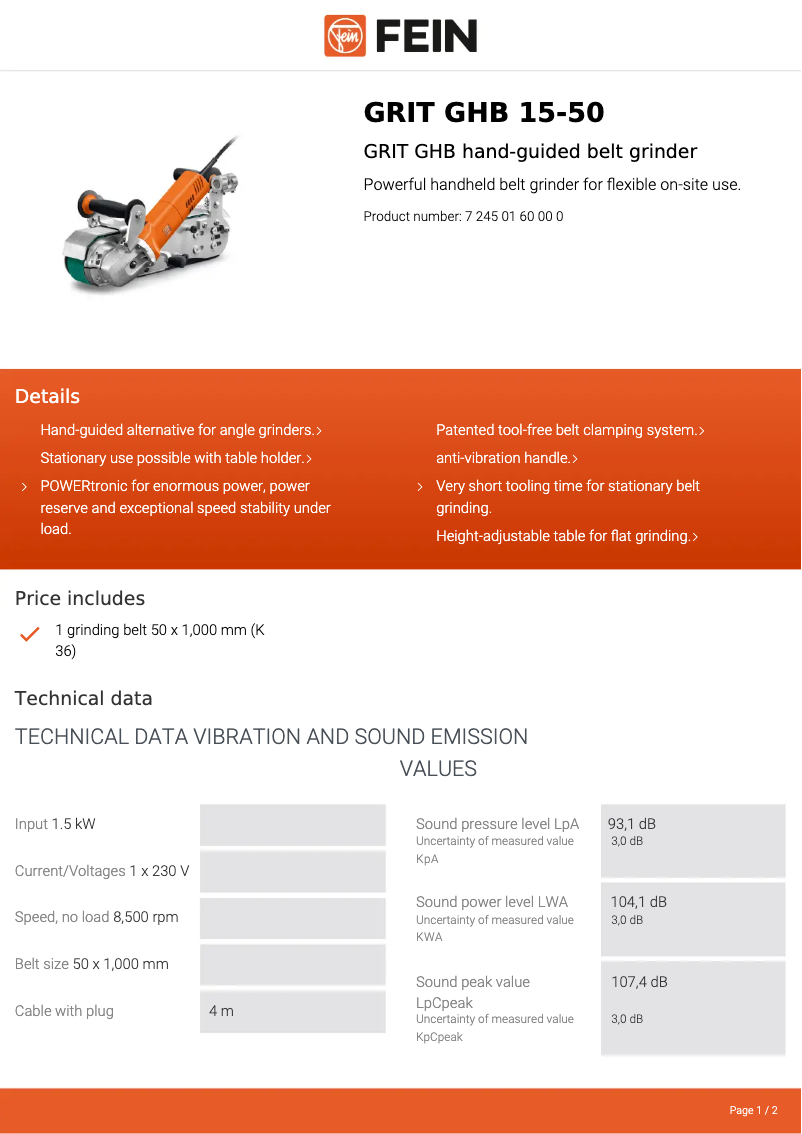 Image de la première page du manuel de l'appareil GRIT GHB 15-50