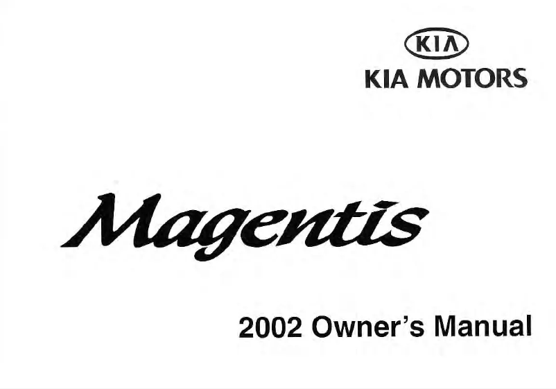 Image de la première page du manuel de l'appareil Magentis (2002)